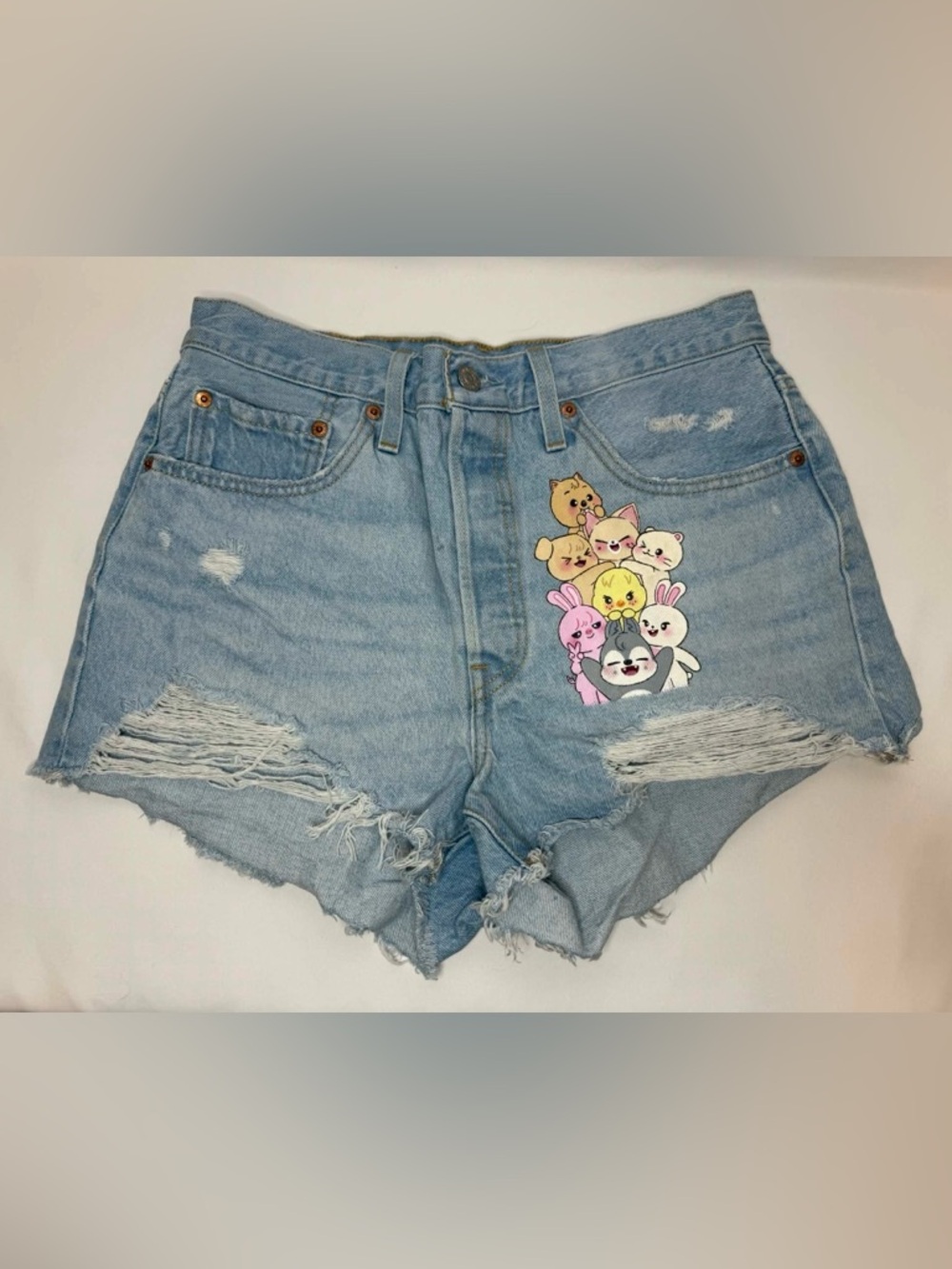 Custom Hand Painted Stray Kids Skzoo Levi’s Denim Shorts